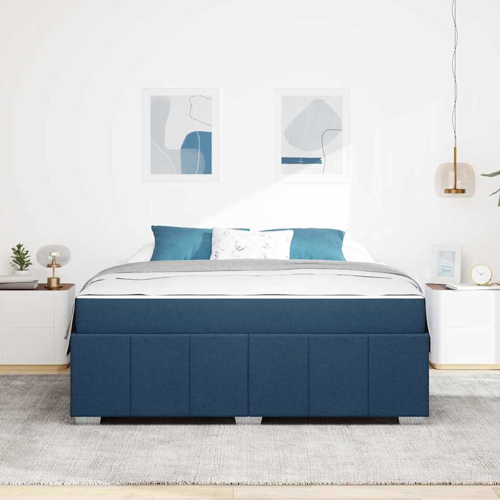 Bettgestell mit Matratze Blau 180 x 200 cm Stoff