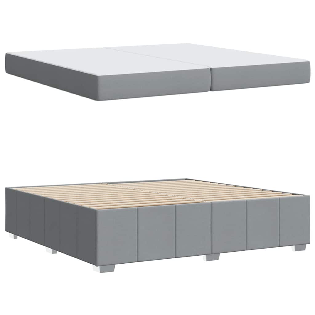 Bettgestell mit Matratze Hellgrau 200 x 200 cm Stoff