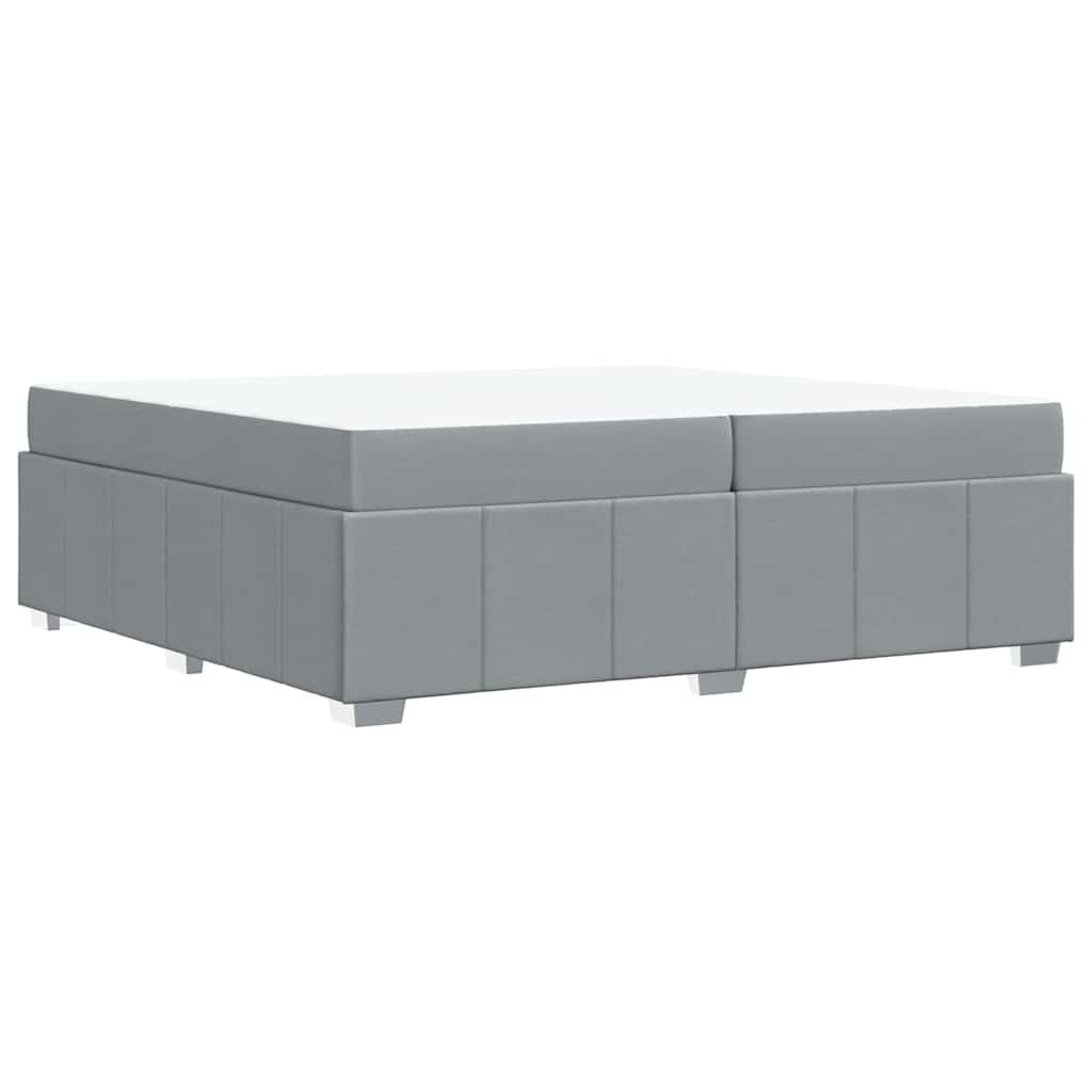 Bettgestell mit Matratze Hellgrau 200 x 200 cm Stoff