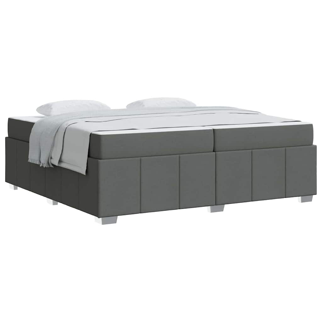 Bettgestell mit Matratze Dunkelgrau 200 x 200 cm Stoff