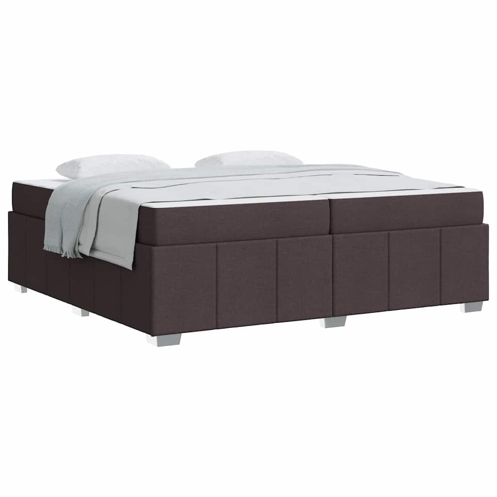 Bettgestell mit Matratze Dunkelbraun 200 x 200 cm Stoff