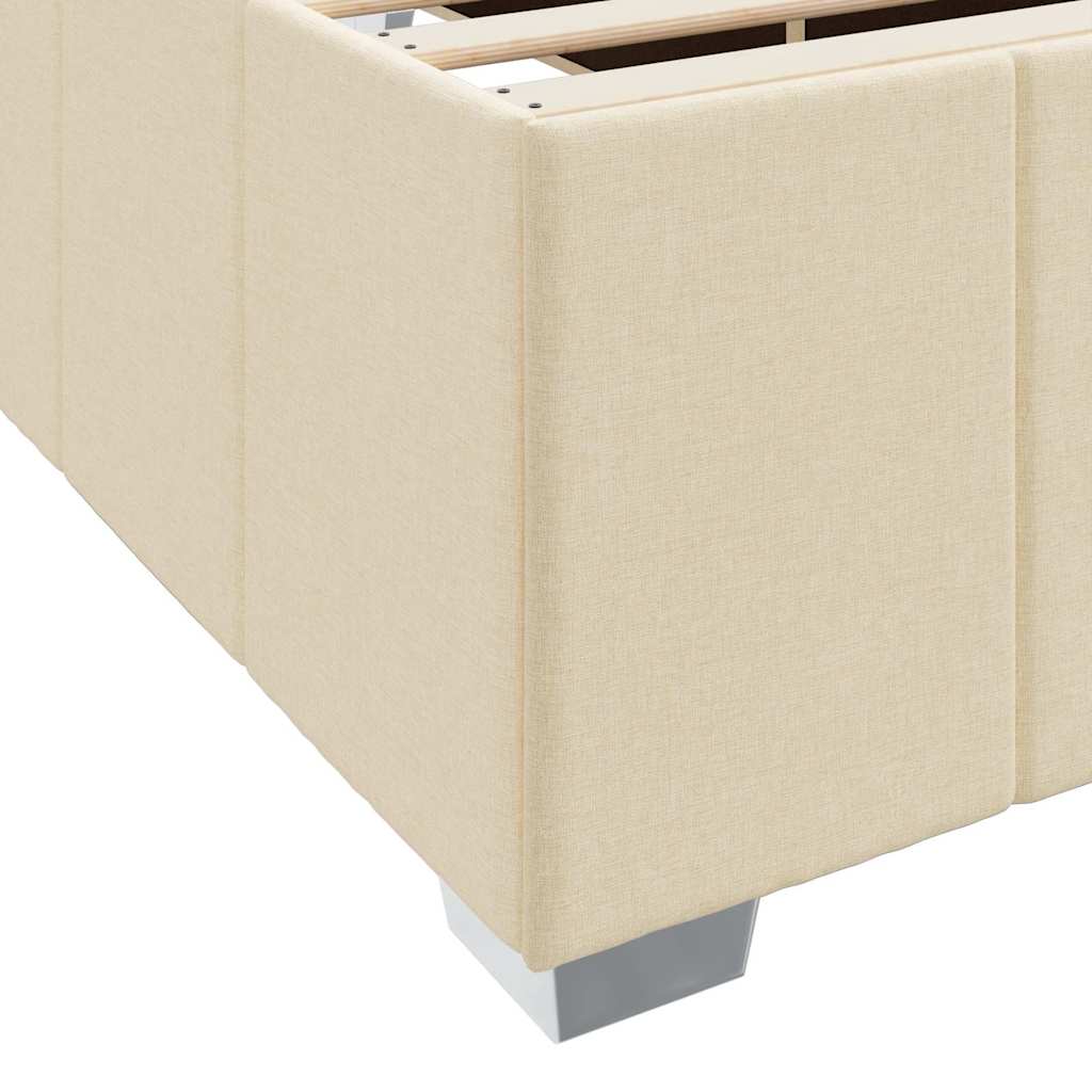 Bettgestell mit Matratze Creme 200 x 200 cm Stoff