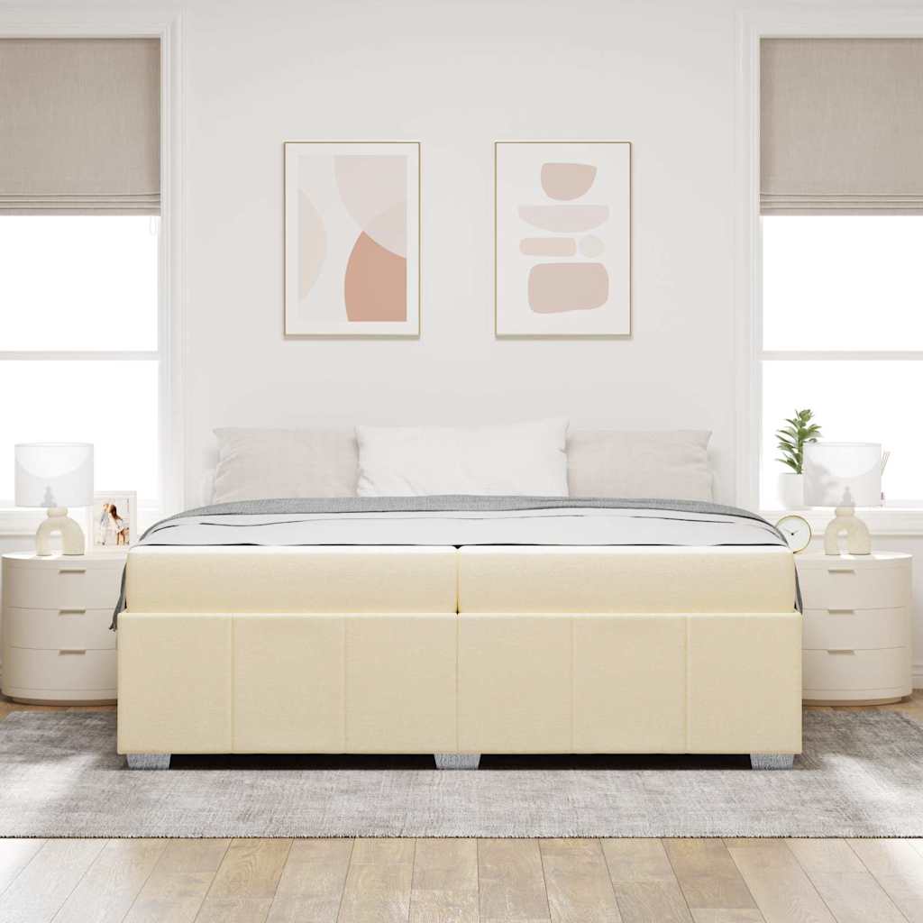 Bettgestell mit Matratze Creme 200 x 200 cm Stoff