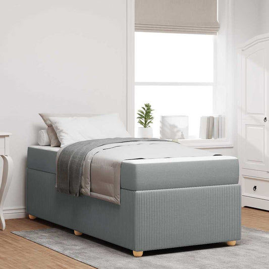 Bettgestell mit Matratze Hellgrau 80 x 200 cm Stoff