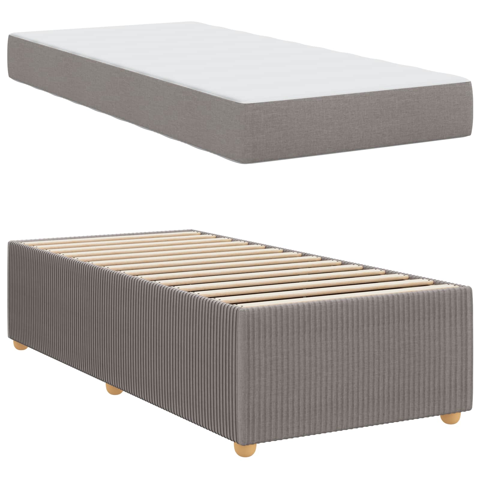 Bettrahmen mit Matratze Taupe 80 x 200 cm Stoff