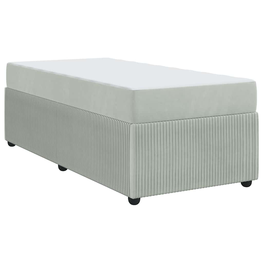 Bettgestell mit Matratze mit Matratze Hellgrau 90 x 190 cm Samt