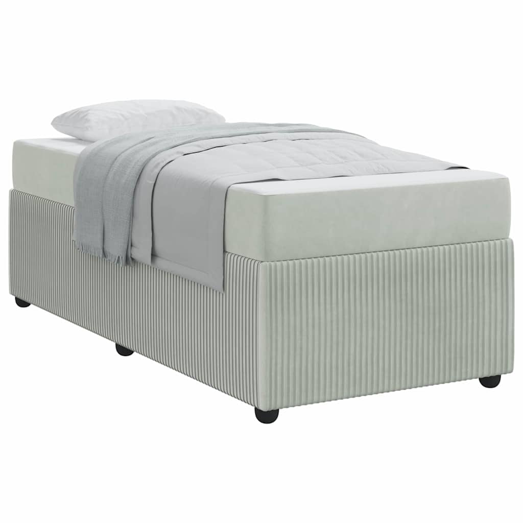 Bettgestell mit Matratze mit Matratze Hellgrau 90 x 190 cm Samt