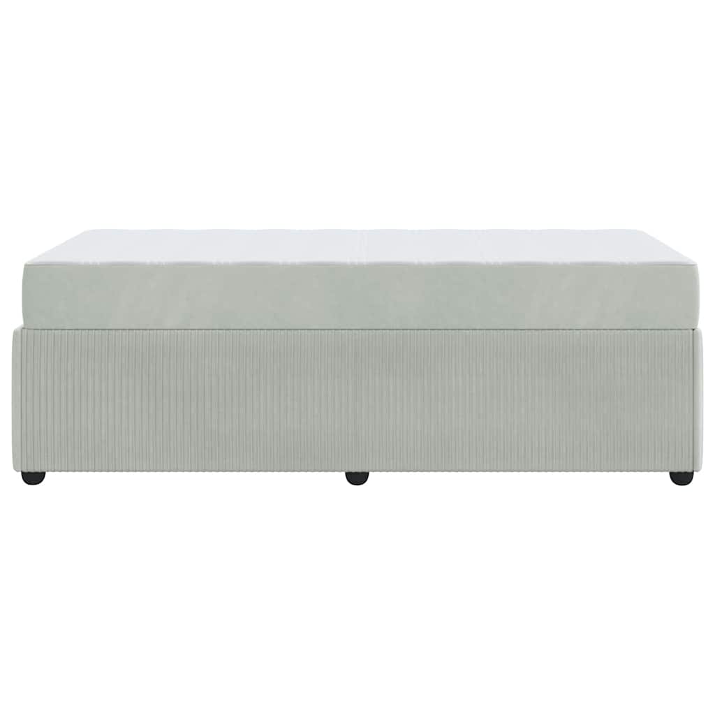 Bettgestell mit Matratze mit Matratze Hellgrau 90 x 190 cm Samt