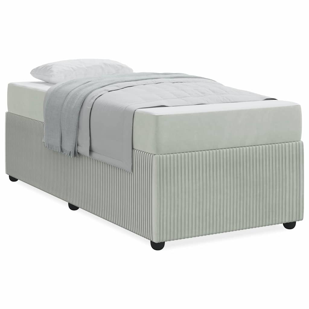 Bettgestell mit Matratze mit Matratze Hellgrau 90 x 190 cm Samt