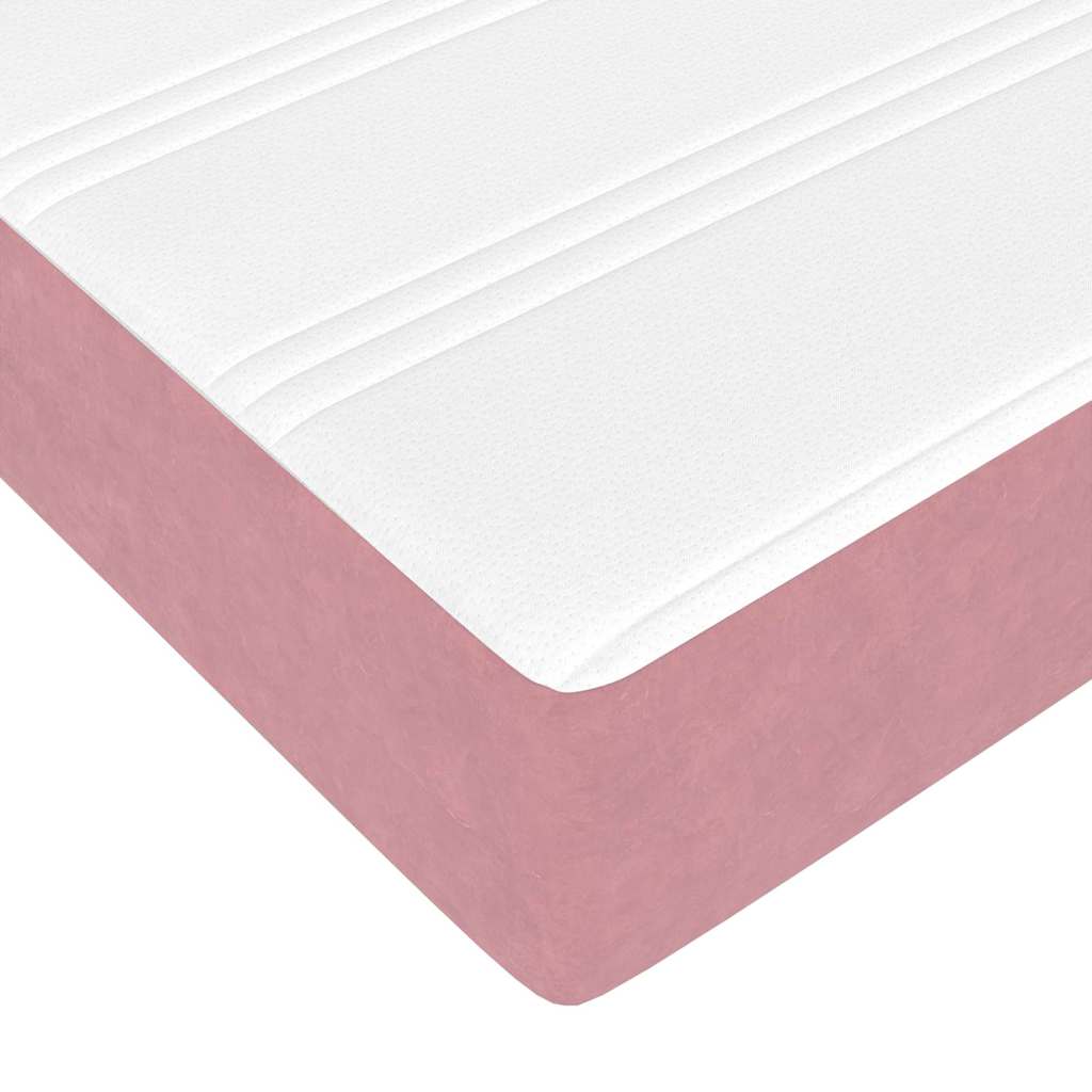 Bettgestell mit Matratze mit Matratze Rosa 90 x 190 cm Samt