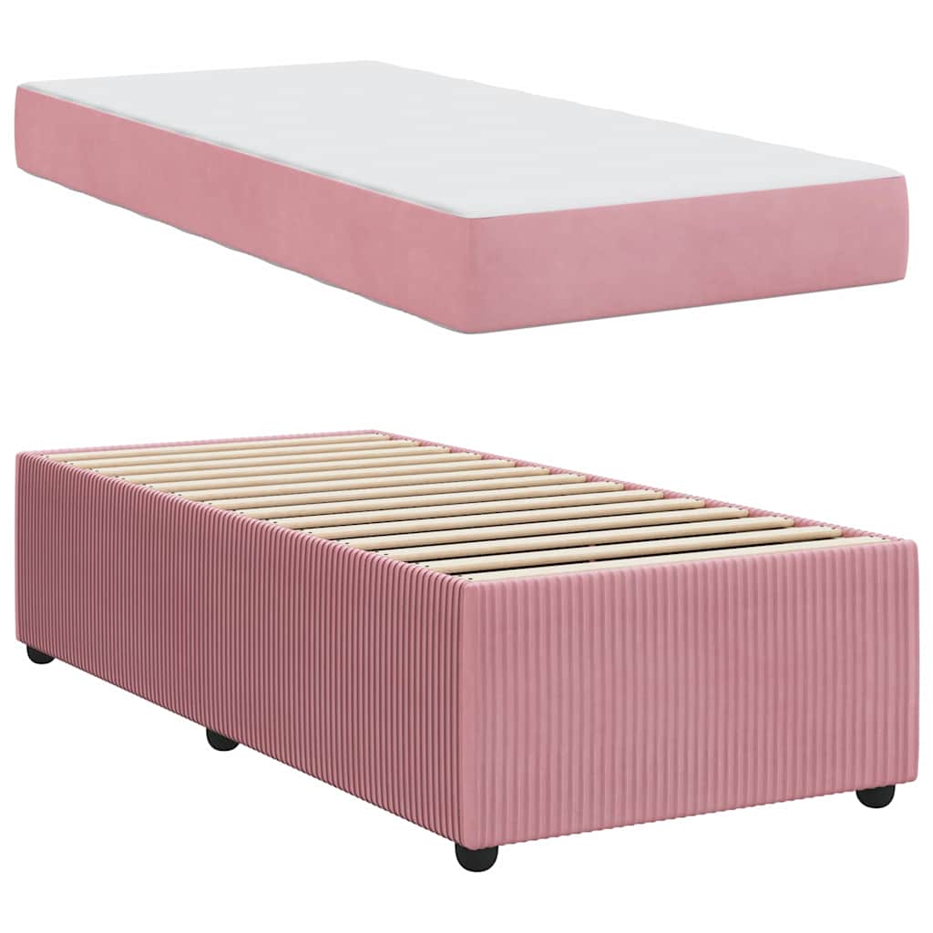 Bettgestell mit Matratze mit Matratze Rosa 90 x 190 cm Samt