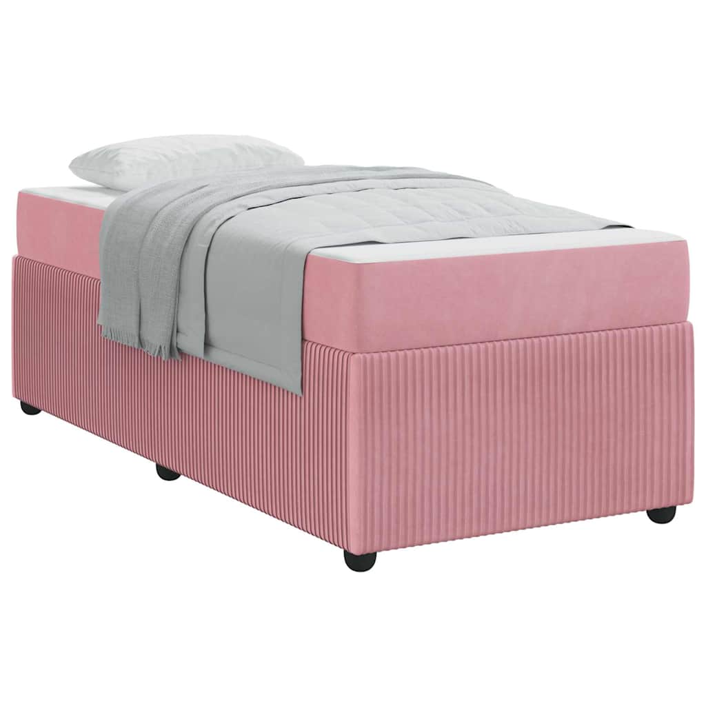 Bettgestell mit Matratze mit Matratze Rosa 90 x 190 cm Samt