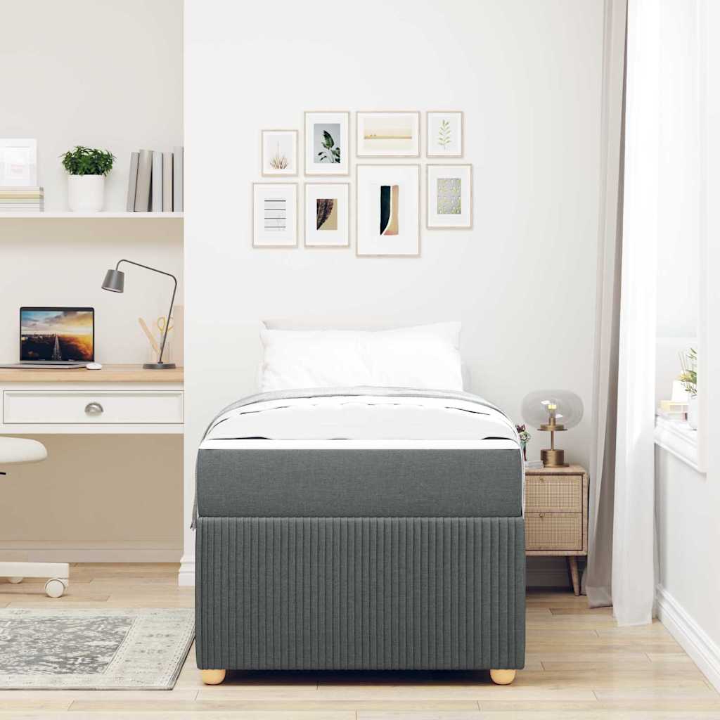 Bettgestell mit Matratze Dunkelgrau 90 x 200 cm Stoff
