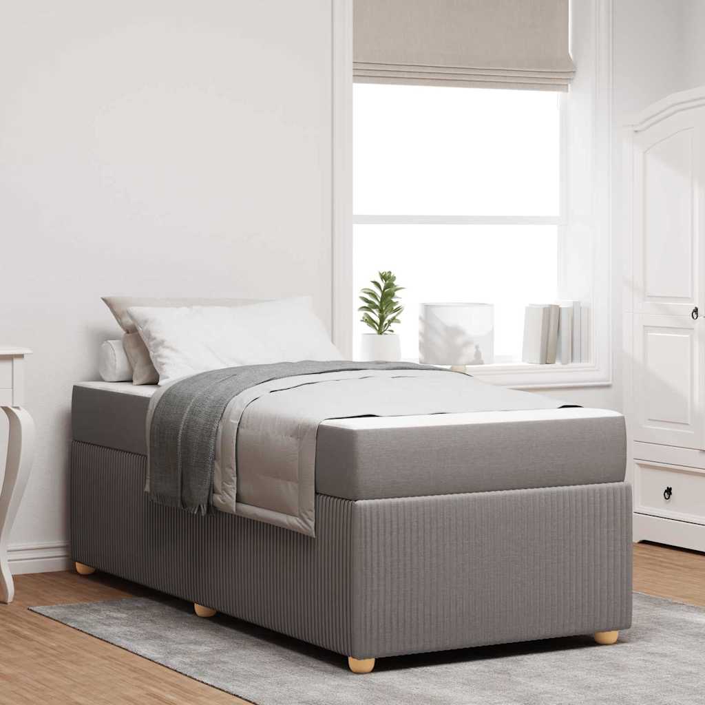 Bettrahmen mit Matratze Taupe 90 x 200 cm Stoff