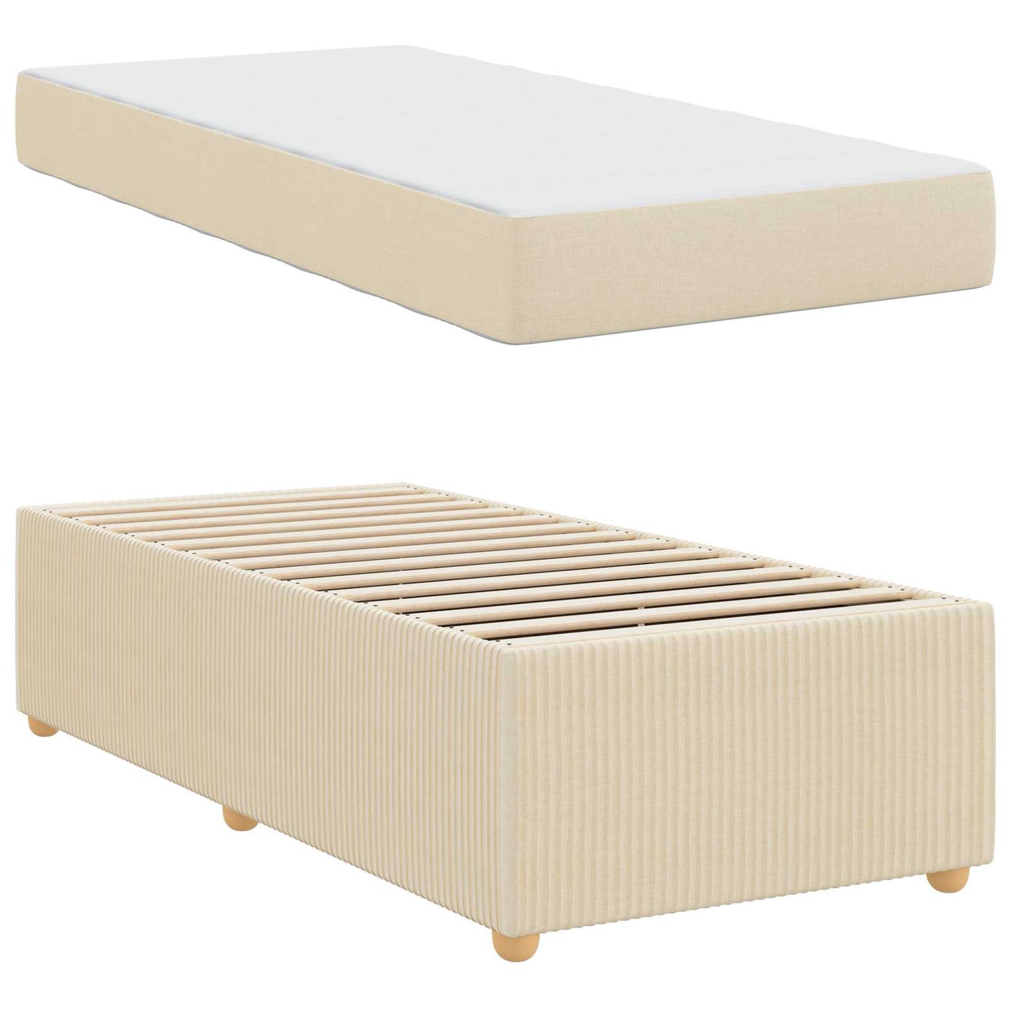 Bettrahmen mit Matratze Creme 90 x 200 cm Stoff