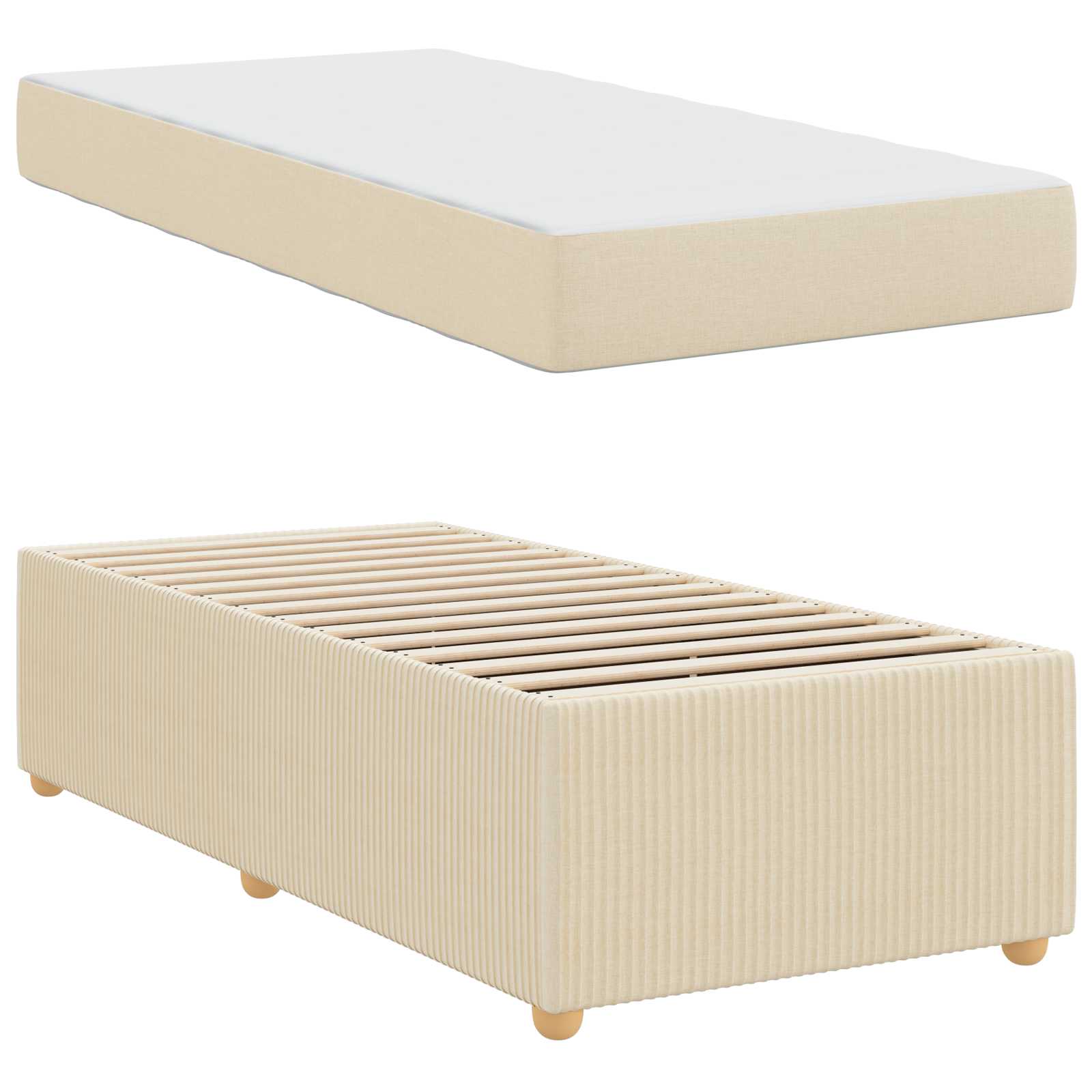 Bettrahmen mit Matratze Creme 90 x 200 cm Stoff