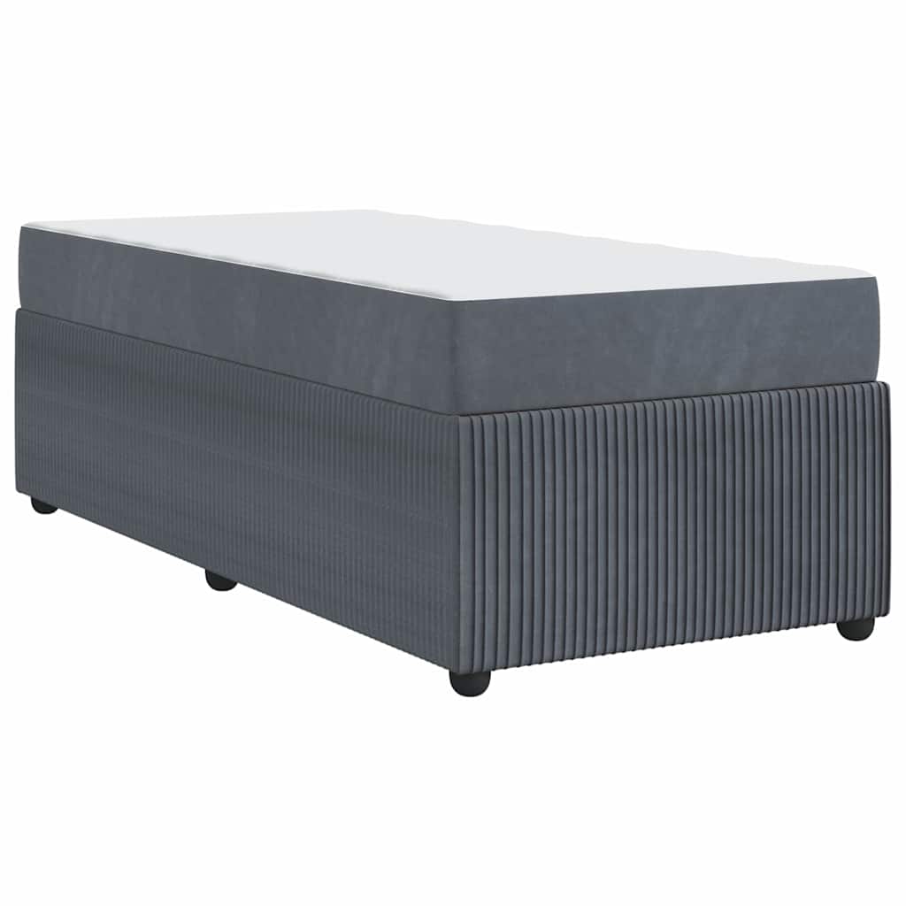 Bettgestell mit Matratze Dunkelgrau 90 x 200 cm Samt