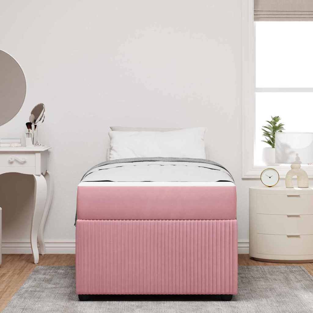Bettgestell mit Matratze mit Matratze Rosa 90 x 200 cm Samt