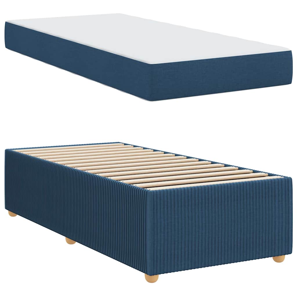 Bettgestell mit Matratze mit Matratze Blau 100 x 200 cm Stoff
