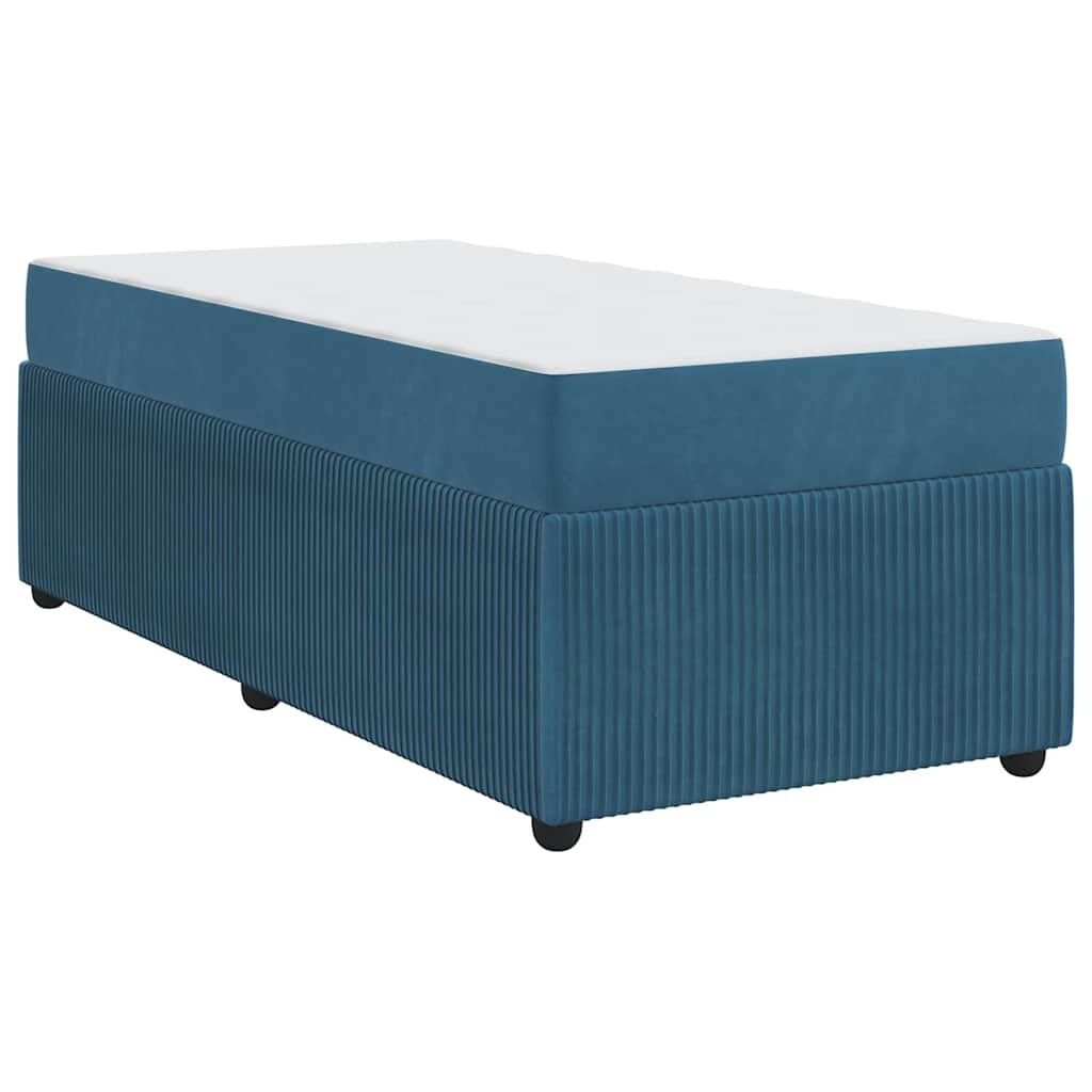 Bettgestell mit Matratze mit Matratze Blau 100 x 200 cm Samt