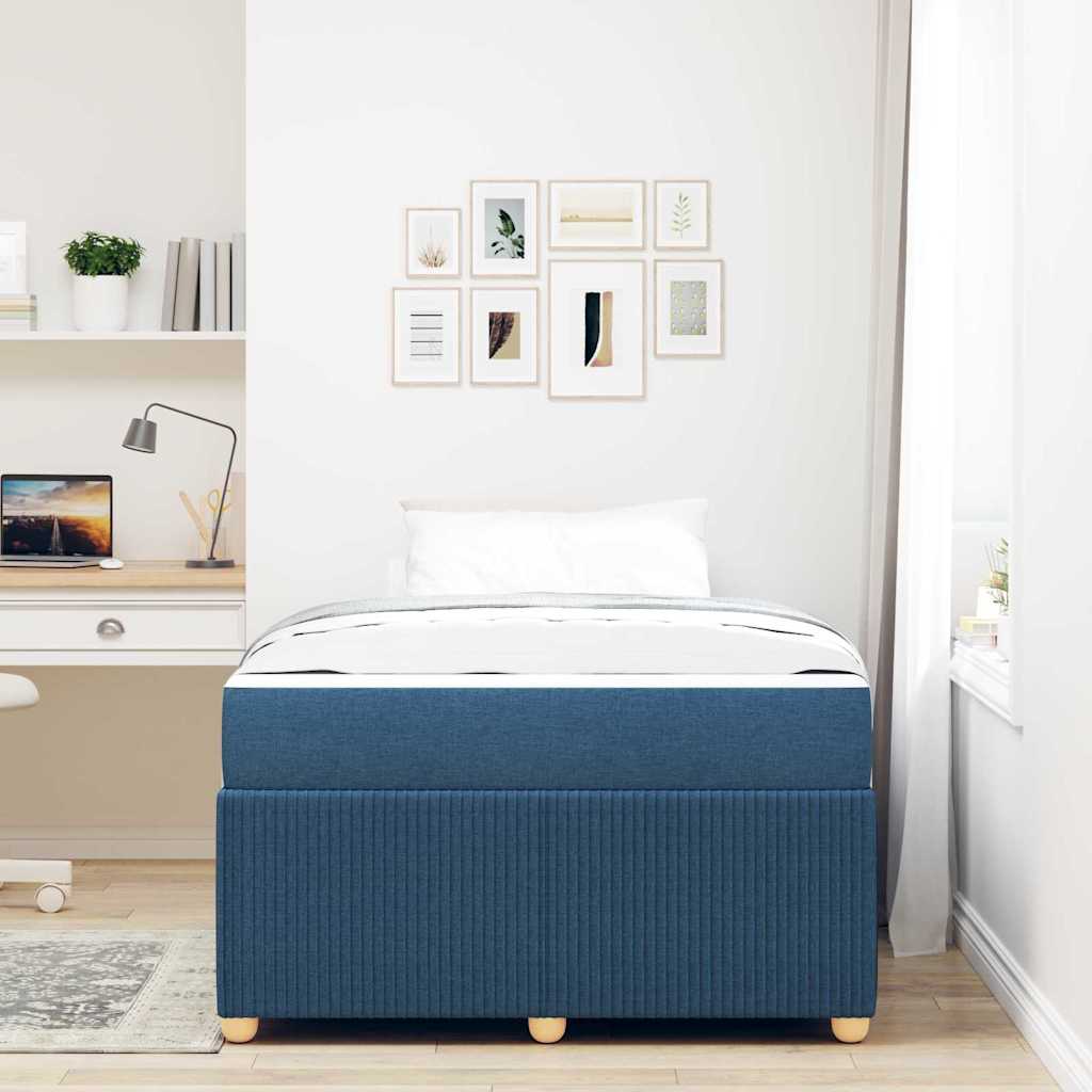Bettgestell mit Matratze mit Matratze Blau 120 x 190 cm Stoff