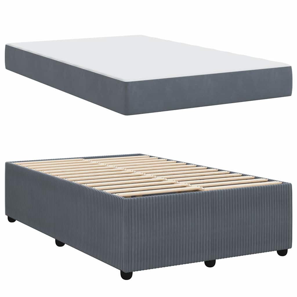 Bettgestell mit Matratze Dunkelgrau 120 x 190 cm Samt