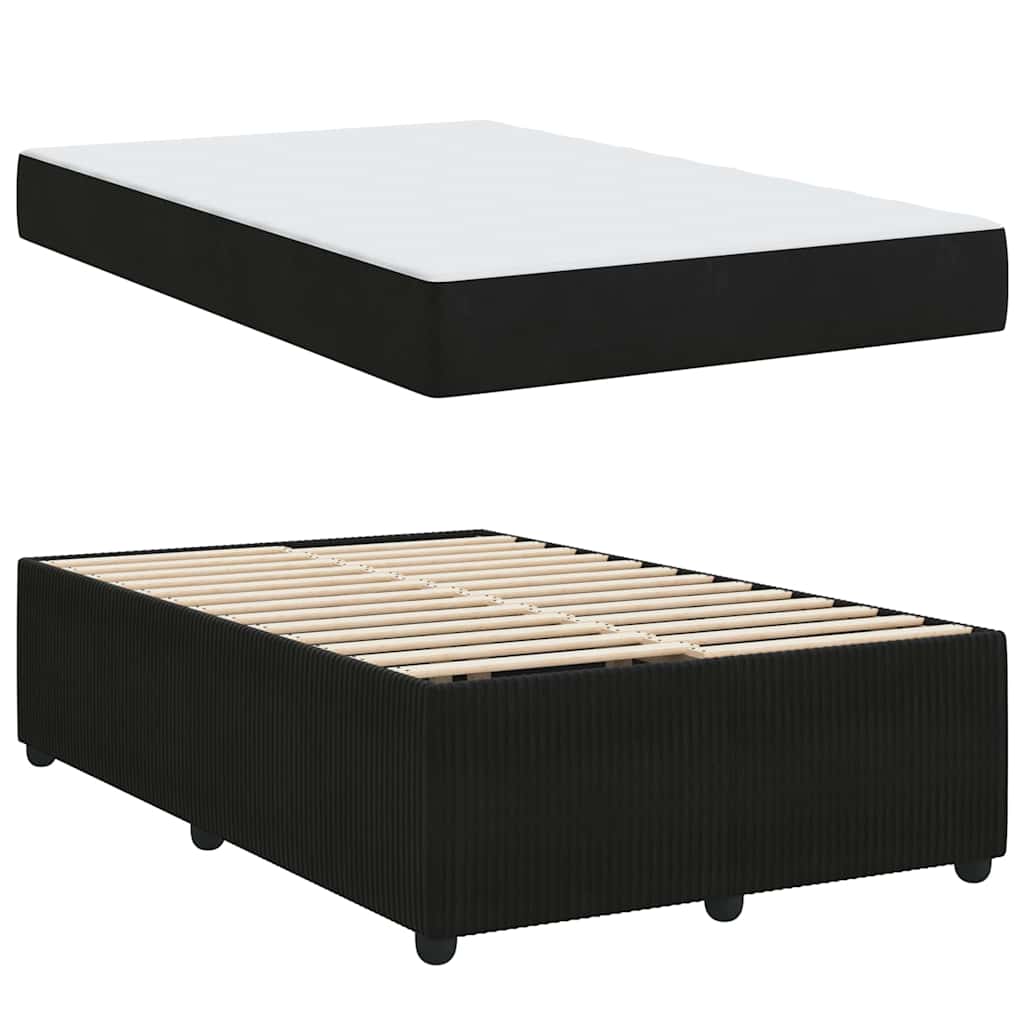 Bettgestell mit Matratze mit Matratze Schwarz 120 x 190 cm Samt