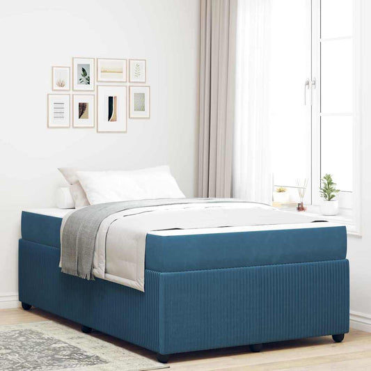 Bettgestell mit Matratze mit Matratze Blau 120 x 190 cm Samt