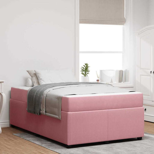 Bettgestell mit Matratze mit Matratze Rosa 120 x 190 cm Samt