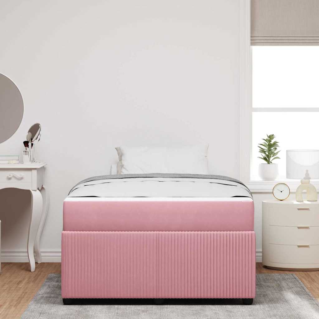 Bettgestell mit Matratze mit Matratze Rosa 120 x 190 cm Samt