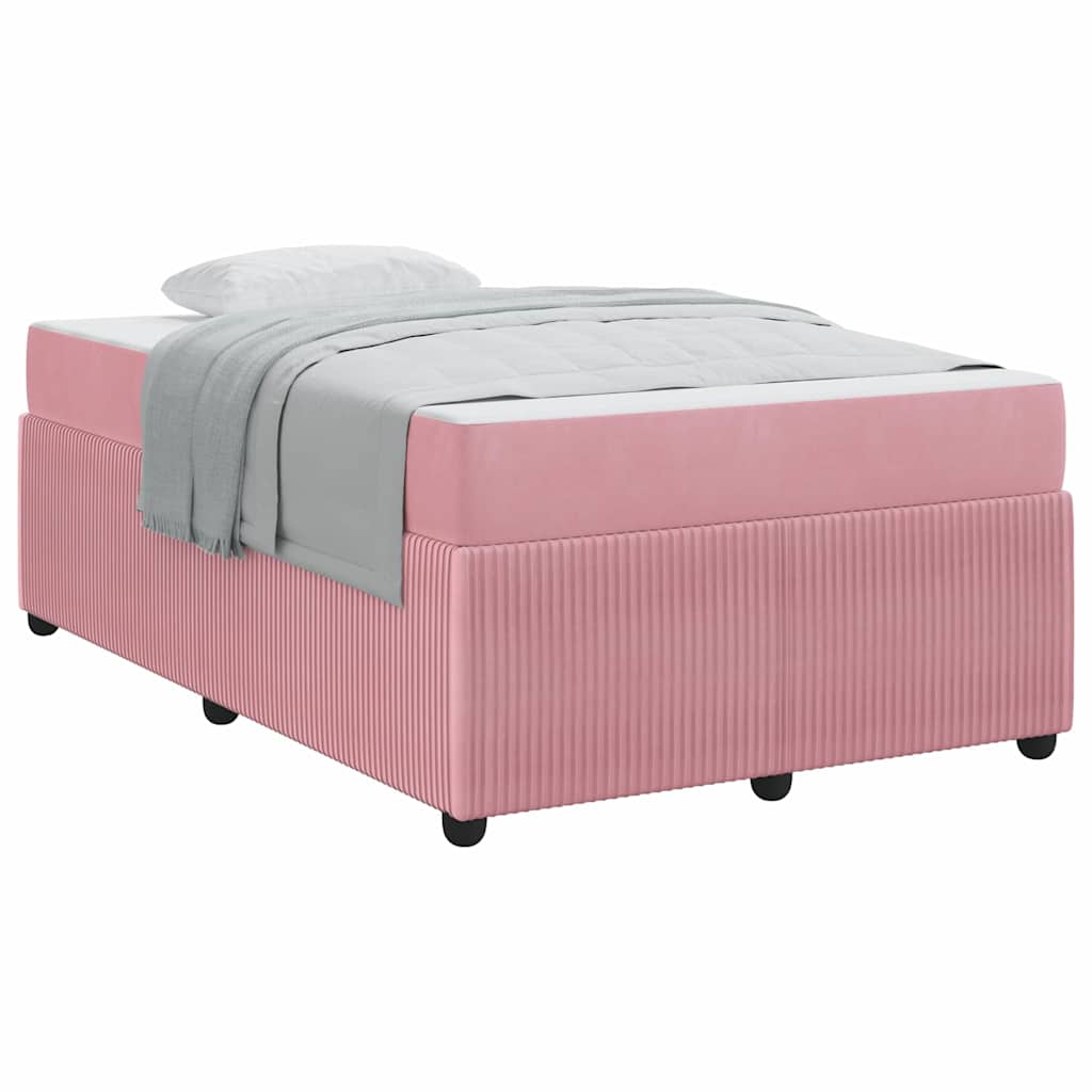 Bettgestell mit Matratze mit Matratze Rosa 120 x 190 cm Samt