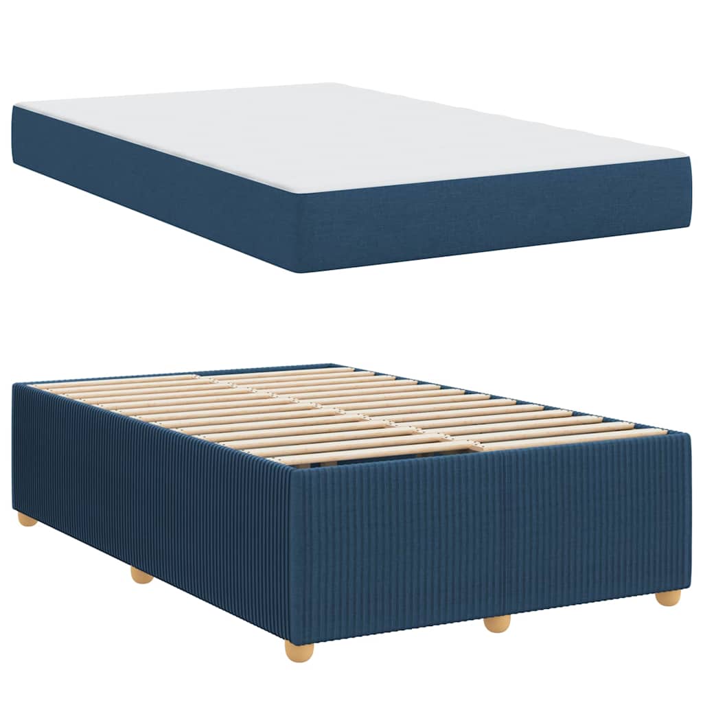 Bettgestell mit Matratze mit Matratze Blau 120 x 200 cm Stoff