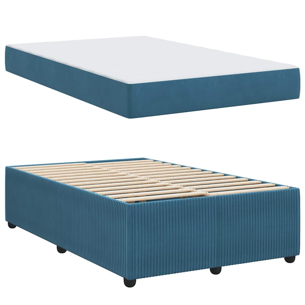 Bettgestell mit Matratze mit Matratze Blau 120 x 200 cm Samt