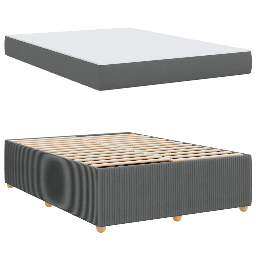 Bettgestell mit Matratze Dunkelgrau 140 x 200 cm Stoff