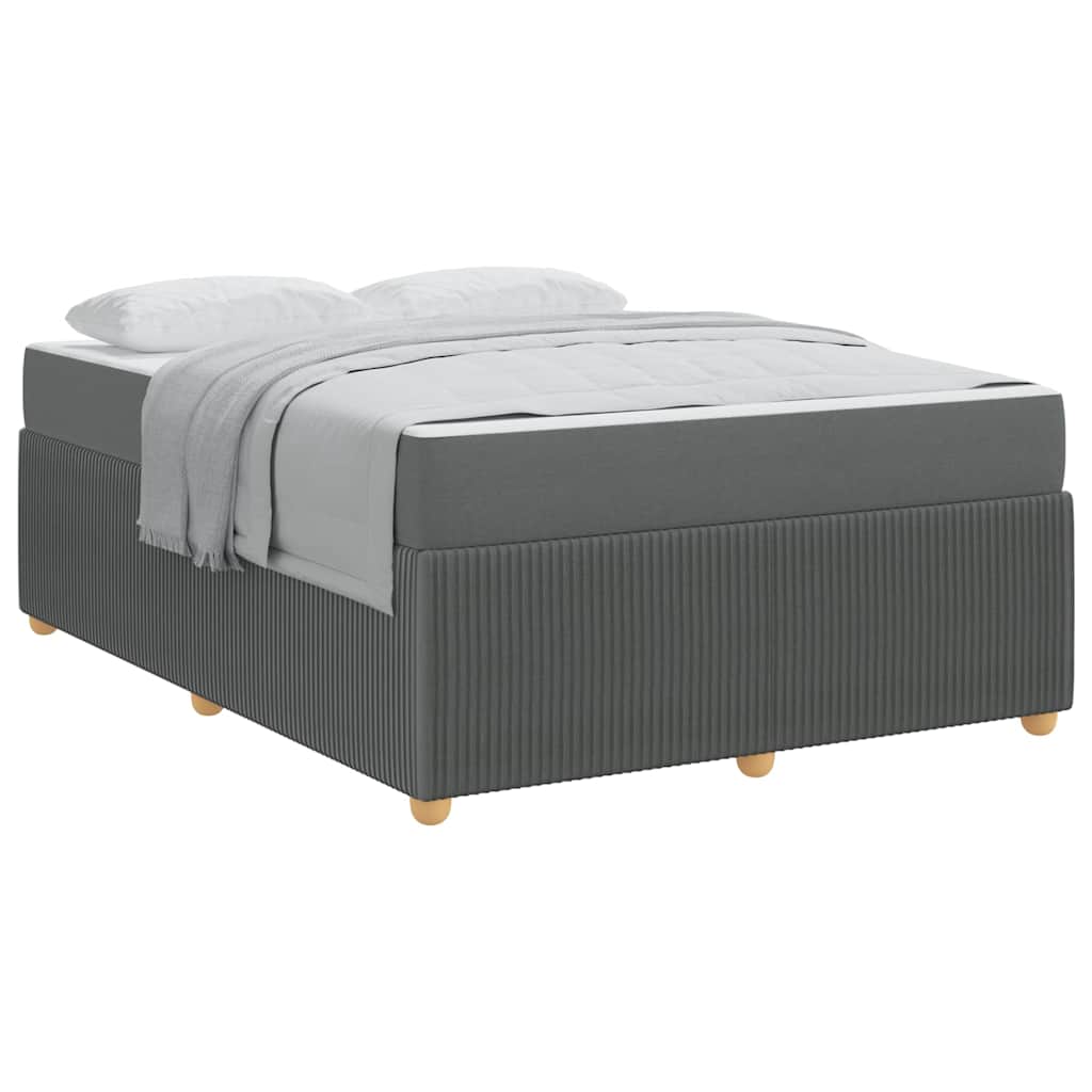 Bettgestell mit Matratze Dunkelgrau 140 x 200 cm Stoff