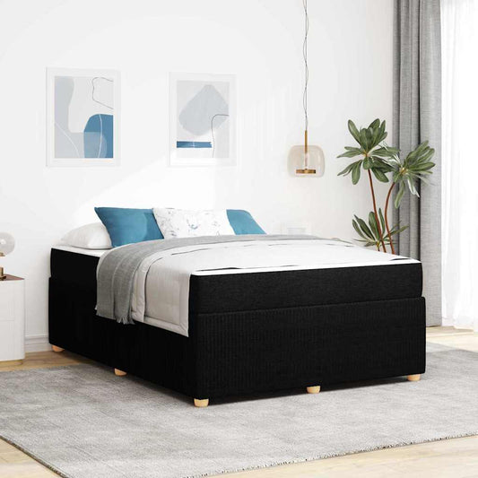 Bettgestell mit Matratze Schwarz 140 x 200 cm Stoff