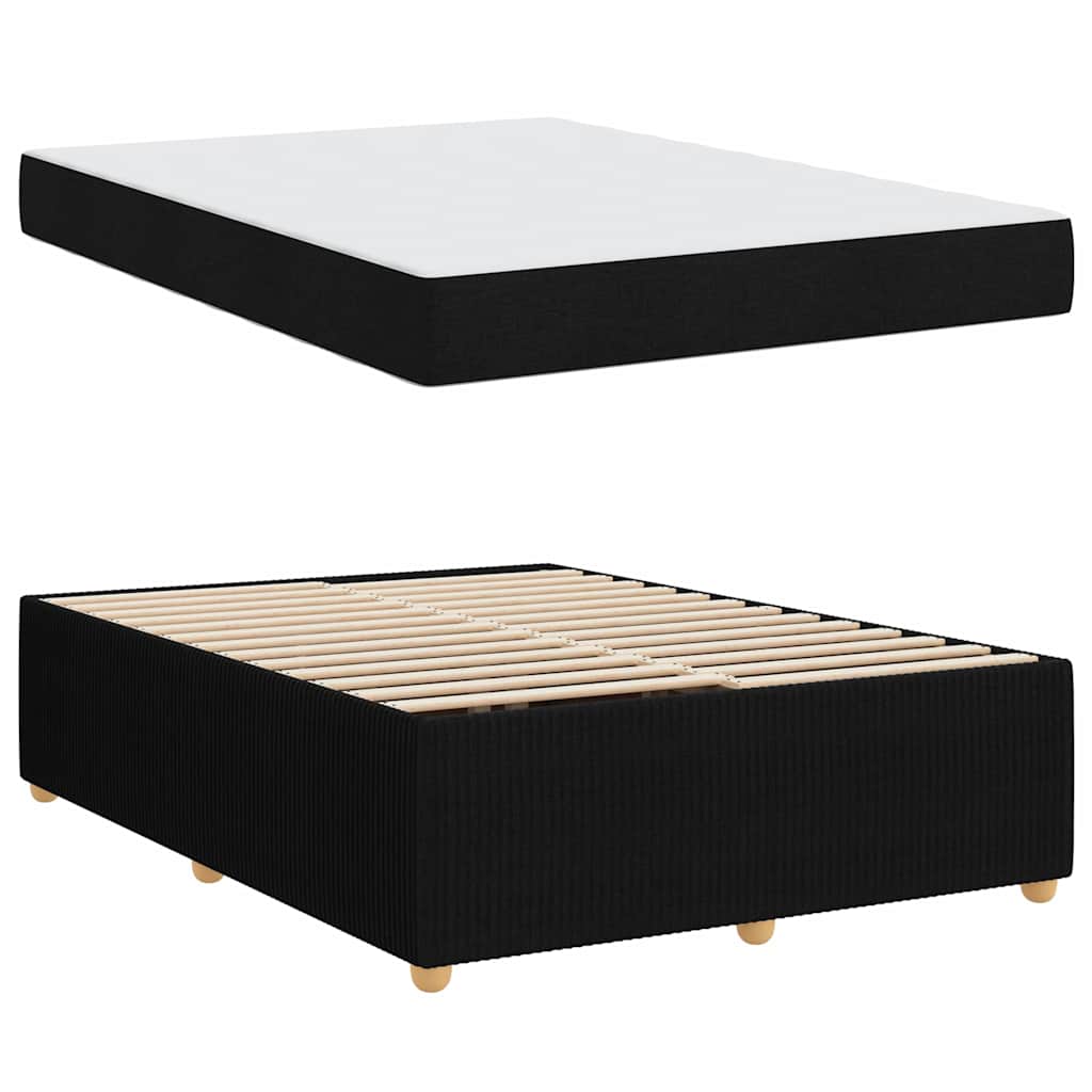 Bettgestell mit Matratze Schwarz 140 x 200 cm Stoff