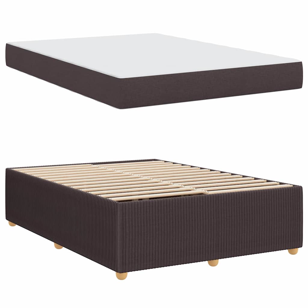 Bettgestell mit Matratze Dunkelbraun 140 x 200 cm Stoff