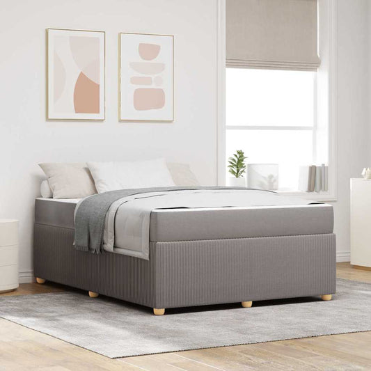 Bettgestell mit Matratze mit Matratze Taupe 140 x 200 cm Stoff