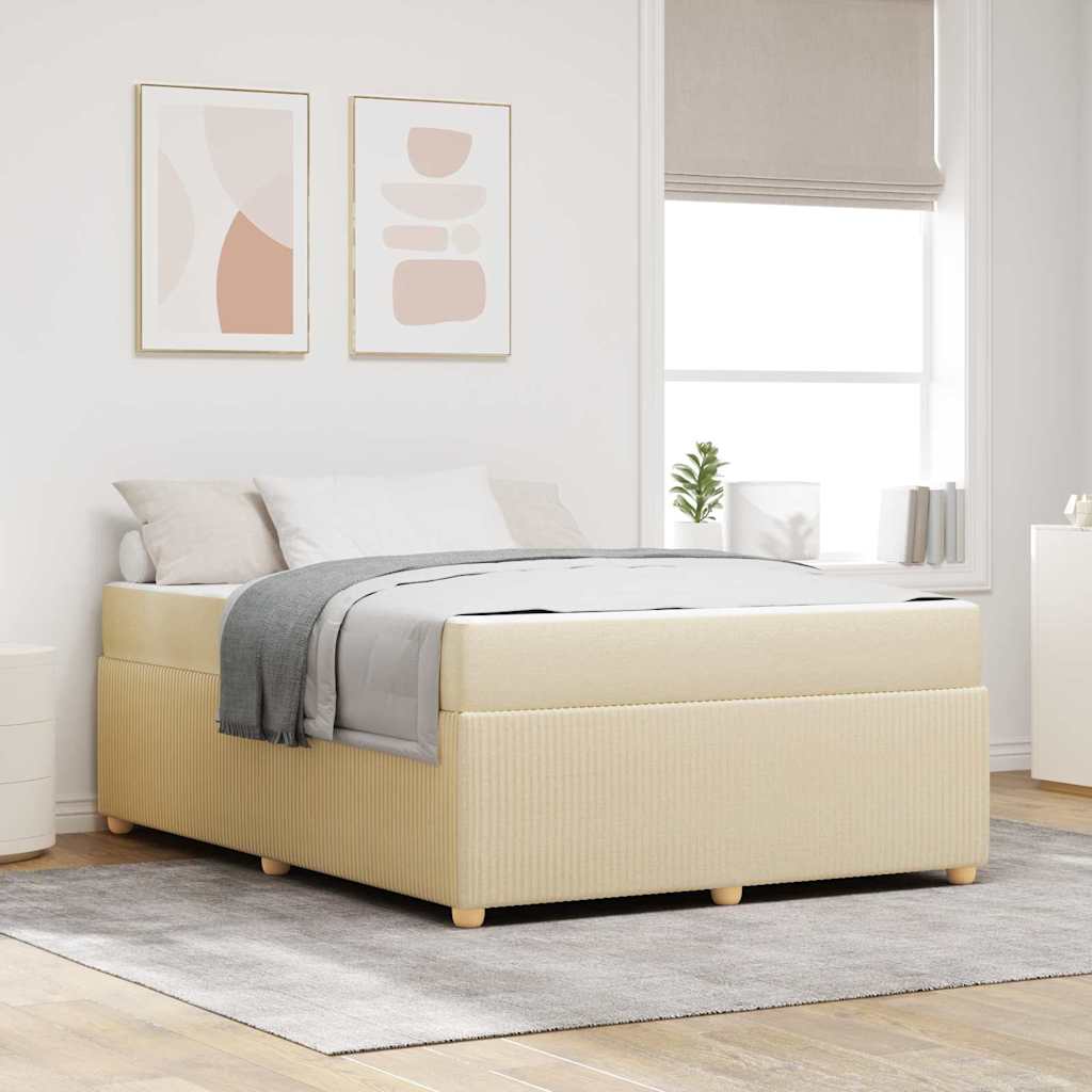 Bettgestell mit Matratze mit Matratze Creme 140 x 200 cm Stoff