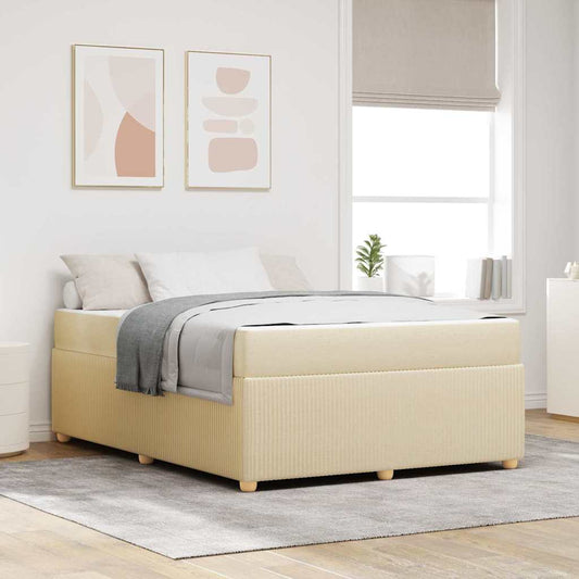 Bettgestell mit Matratze mit Matratze Creme 140 x 200 cm Stoff