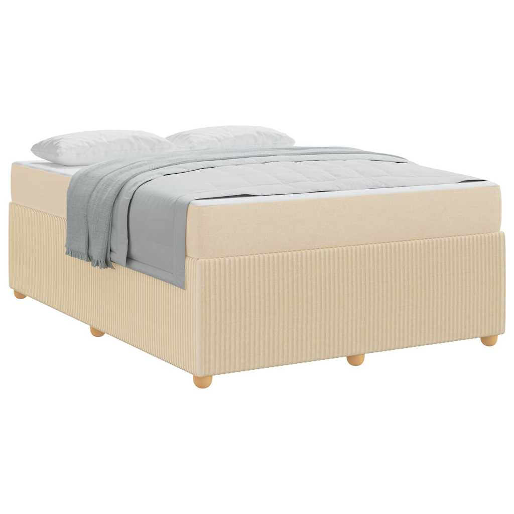 Bettgestell mit Matratze mit Matratze Creme 140 x 200 cm Stoff