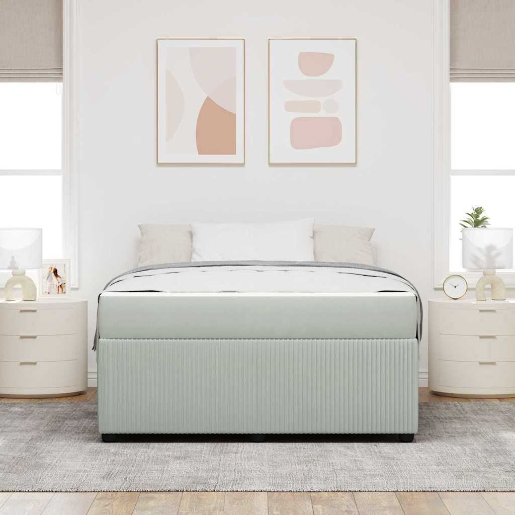 Bettgestell mit Matratze Hellgrau 140 x 200 cm Samt
