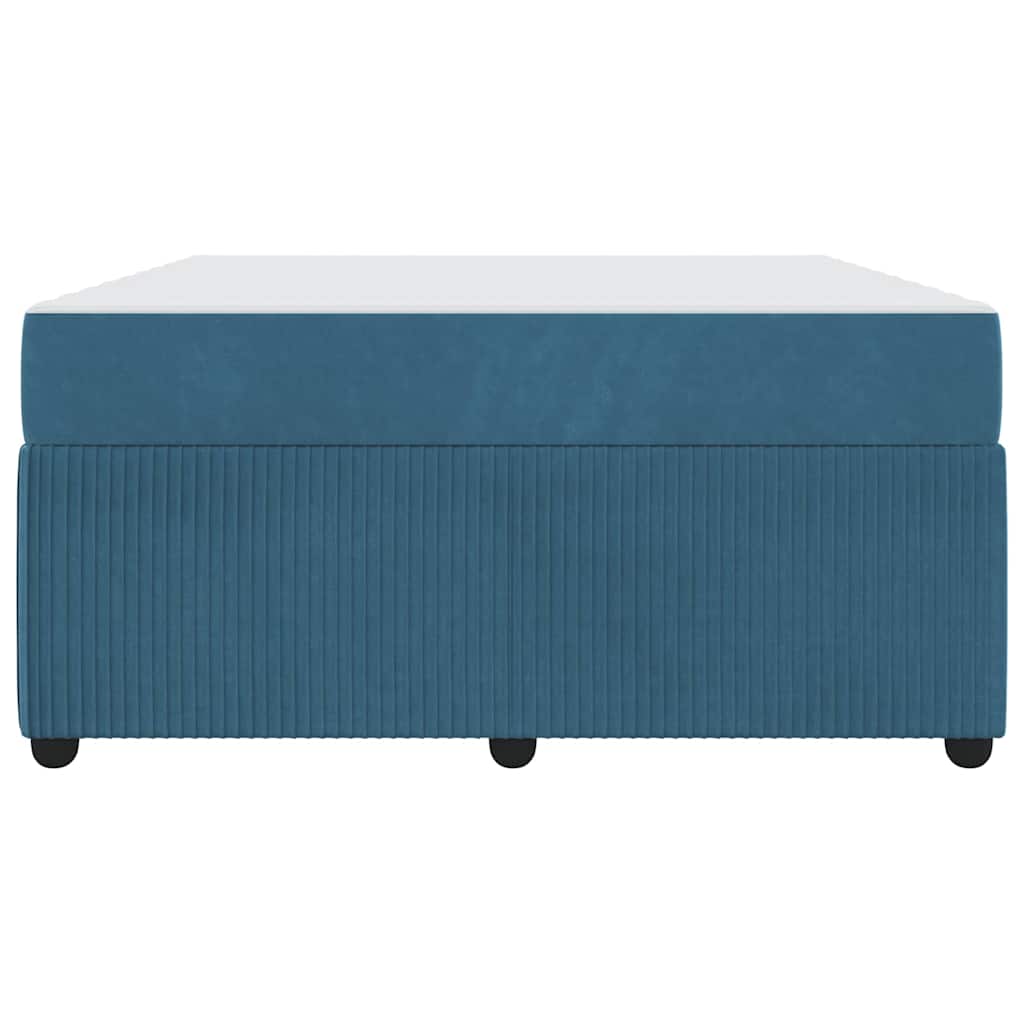 Bettgestell mit Matratze mit Matratze Blau 140 x 200 cm Samt