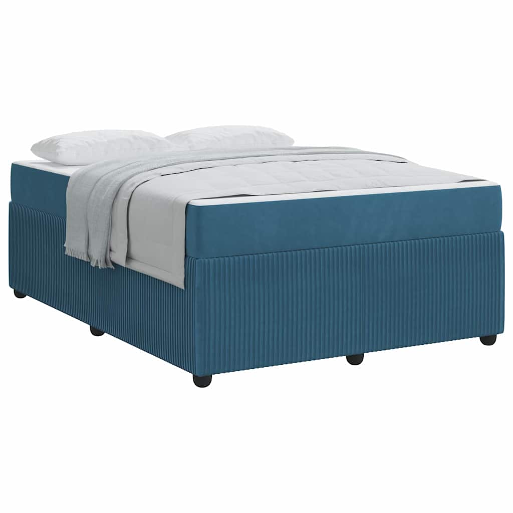 Bettgestell mit Matratze mit Matratze Blau 140 x 200 cm Samt
