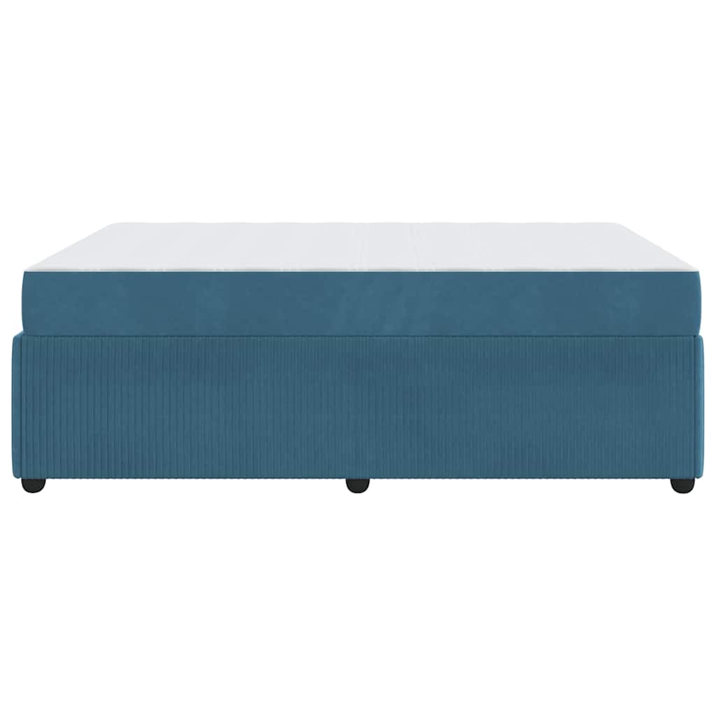 Bettgestell mit Matratze mit Matratze Blau 140 x 200 cm Samt