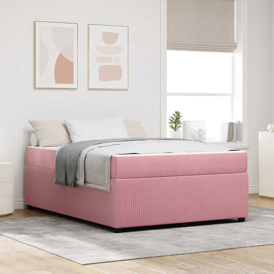 Bettgestell mit Matratze mit Matratze Rosa 140 x 200 cm Samt