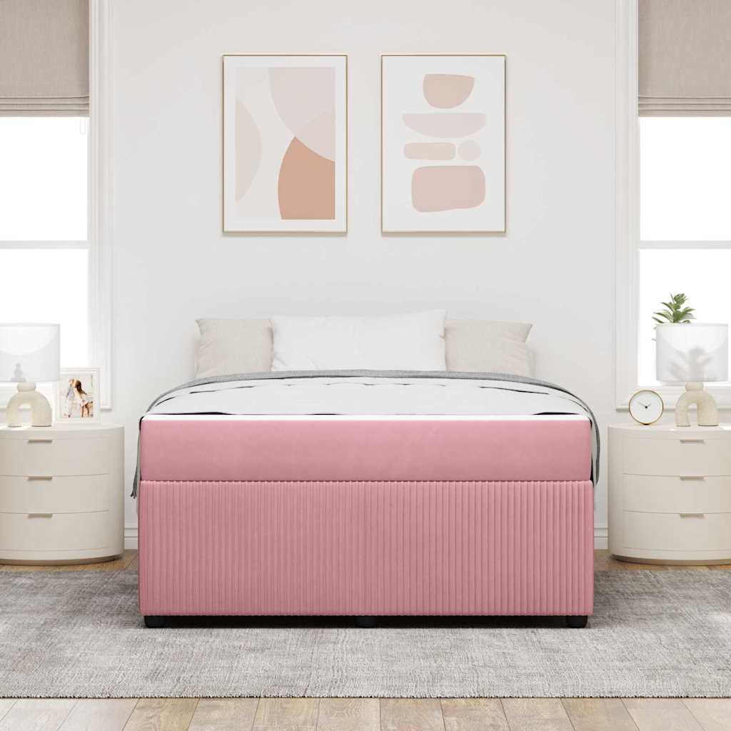 Bettgestell mit Matratze mit Matratze Rosa 140 x 200 cm Samt