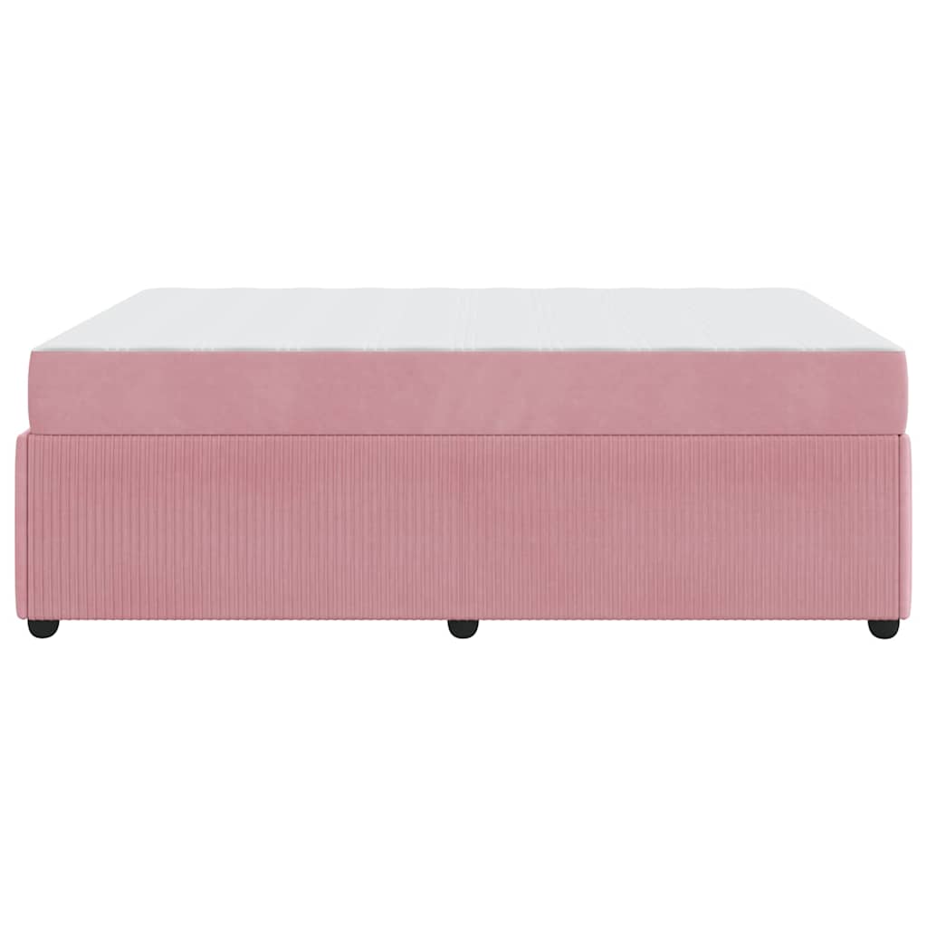 Bettgestell mit Matratze mit Matratze Rosa 140 x 200 cm Samt