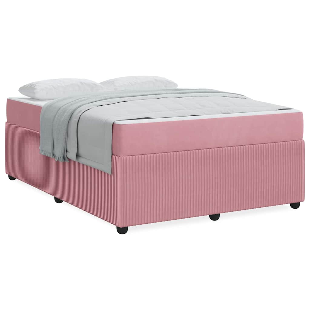 Bettgestell mit Matratze mit Matratze Rosa 140 x 200 cm Samt